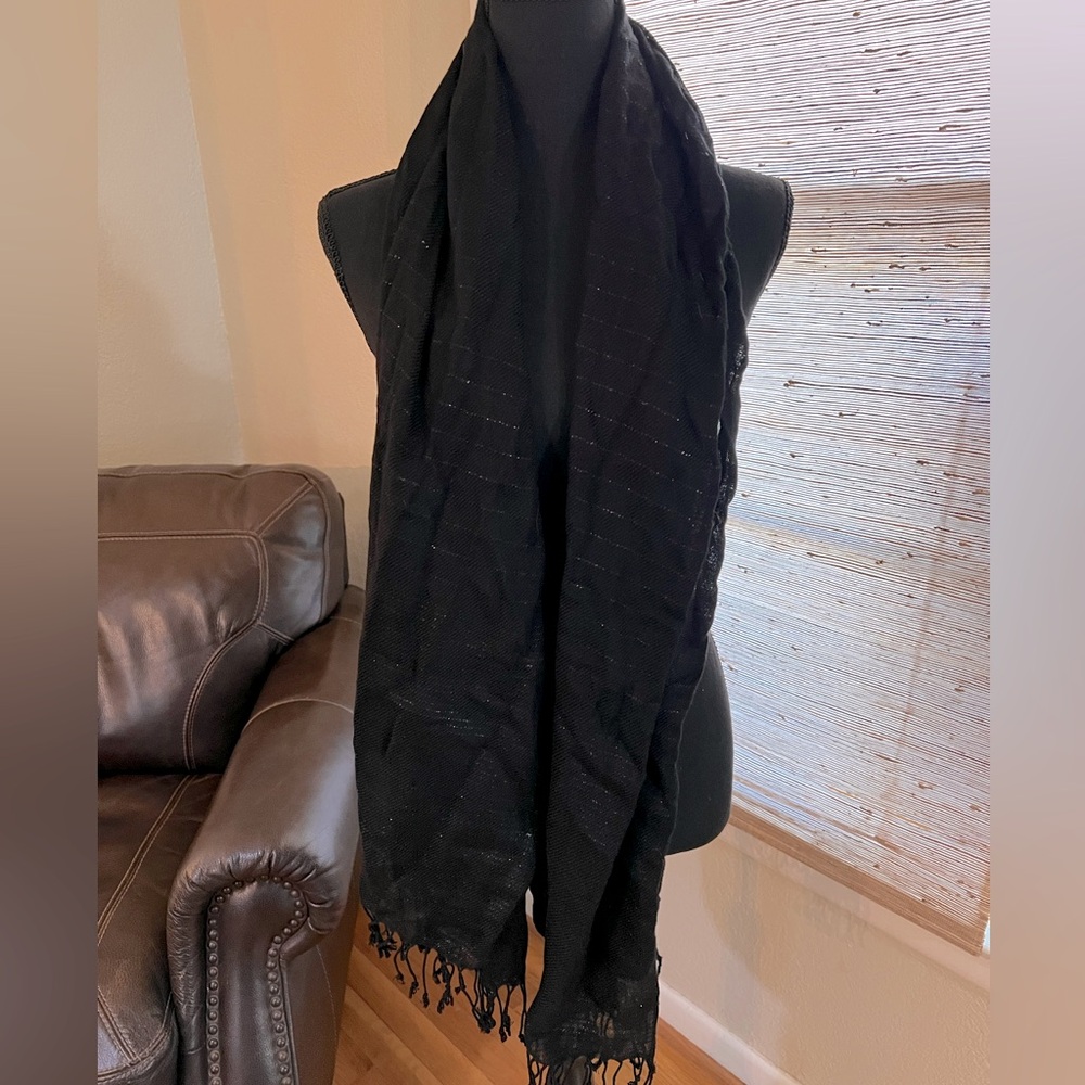 Black Scarf with Silver Threading